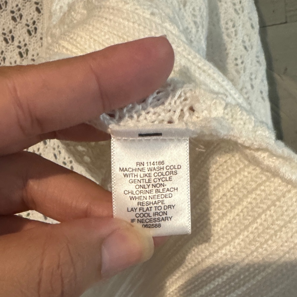 Liz Claiborne Cream Open-Knit Cardigan - Picture 7 of 9